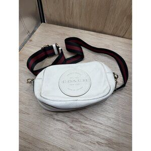 Coach Dempsey Camera Bag House Of Leather  With Stripe And Signature Logo White